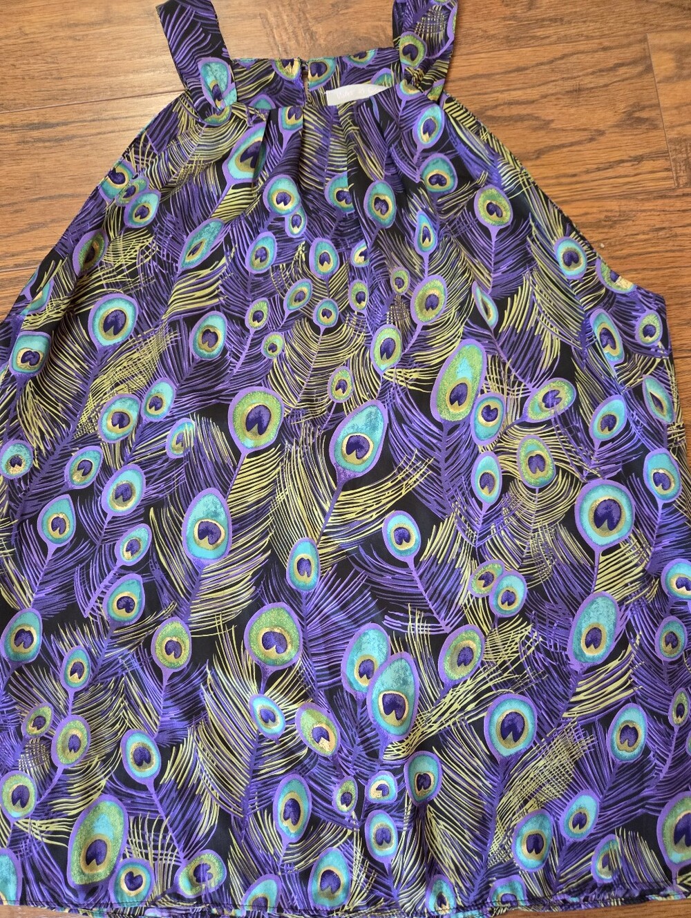 Violet & Claire Sleevless Peacock Feather Top Size Large Purple Boho Summer - Picture 3 of 6